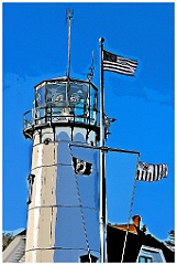 American Flags By Chatham Light Tower - Digital Painting